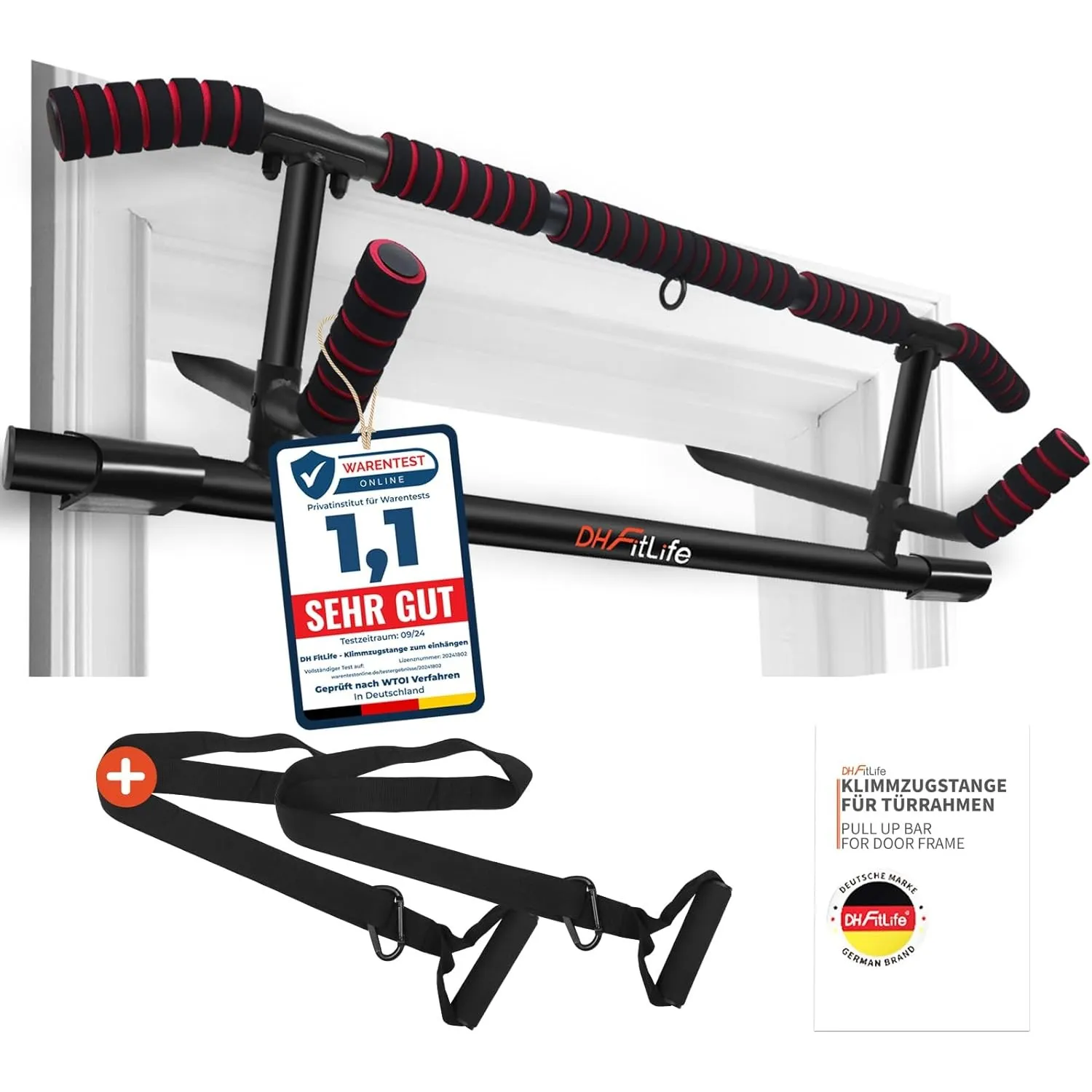 DH FitLife Klimmzugstange Türrahmen ohne Schrauben | Pull up bar Doorway | Reckstange Turnstange Türreck zum Einhängen …