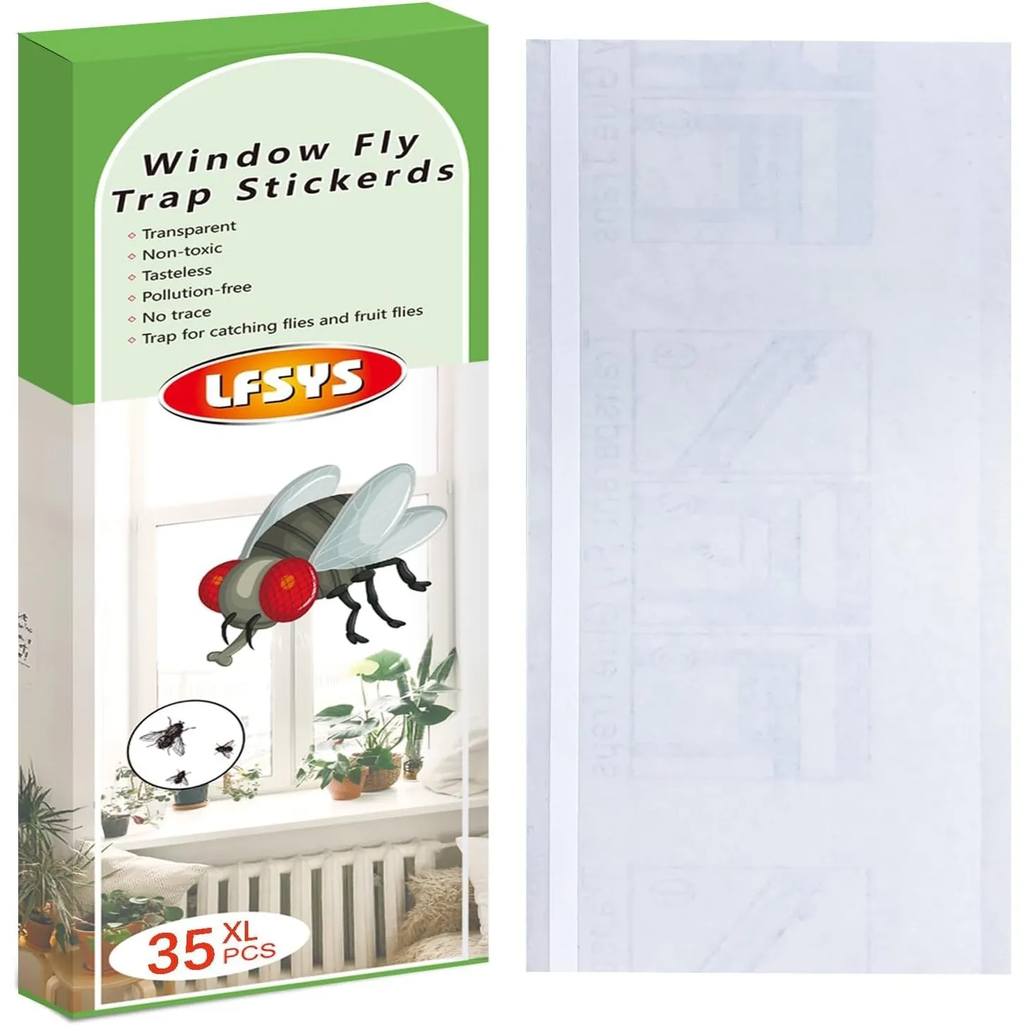 35 XL Stück Fensterfliegenfallen, Fruchtfliegenfallen für den Innenbereich, klebrige Fliegenpapierstreifen, Fliegenfall…