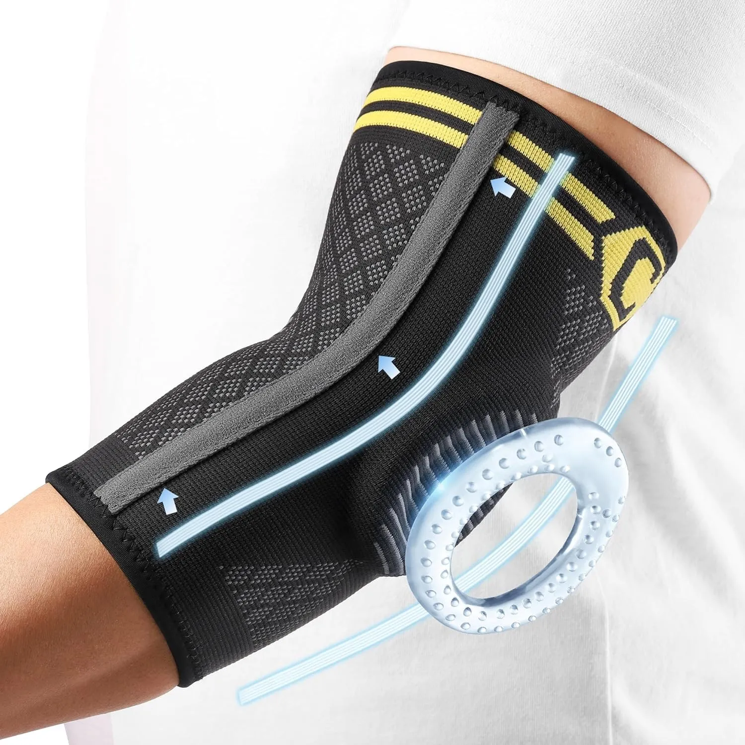 CAMBIVO 2x Ellenbogenbandage Herren Damen, Tennisarm Bandage mit Gelpolster und Seitenstabilisatoren, Bandage Ellenboge…