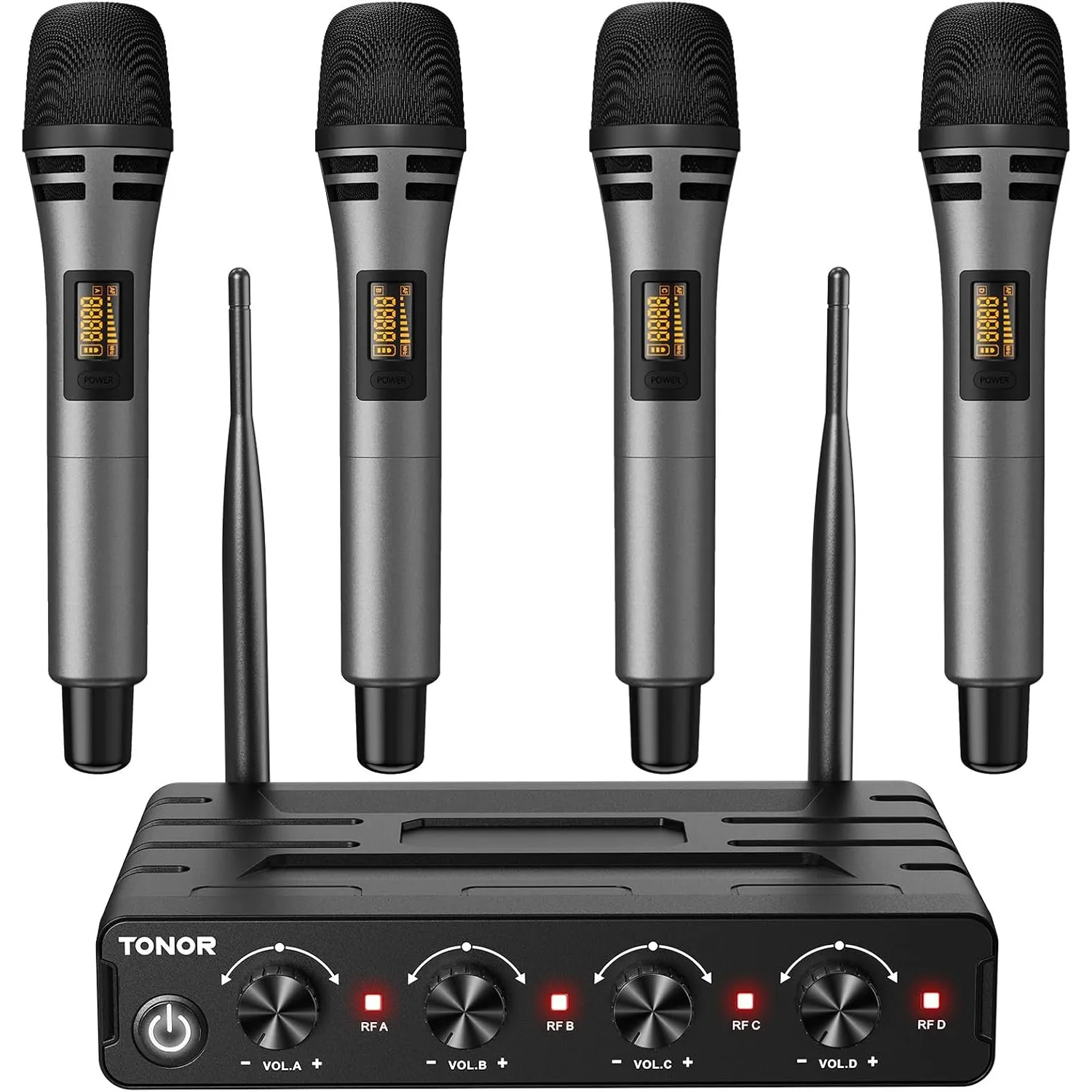 TONOR Mikrofon Kabellos Set mit 4x5 Kanälen Funkmikrofon Handmikrofon drahtlos, Wireless Microphones dynamisch mit Empf…