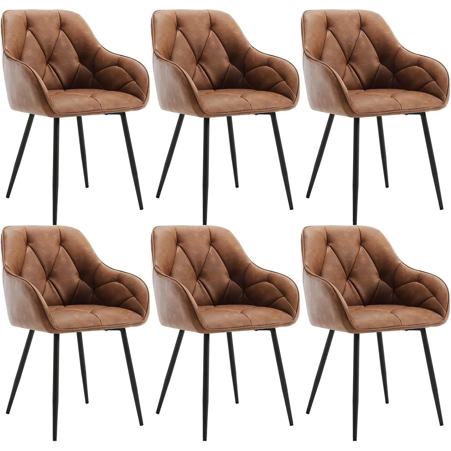 WOLTU Esszimmerstühle 6er Set, für Esszimmer Wohnzimmer, ergonomische Küchenstühle gepolstert mit Armlehnen, Metallbein…