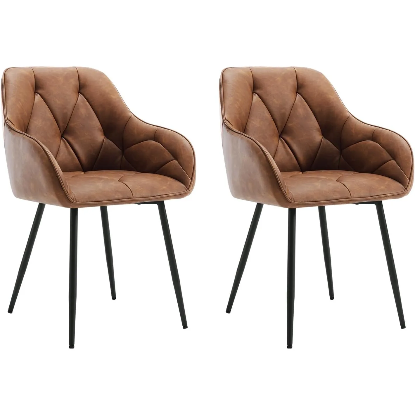 WOLTU Esszimmerstühle 2er Set, für Esszimmer Wohnzimmer, ergonomische Küchenstühle gepolstert mit Armlehnen, Metallbein…
