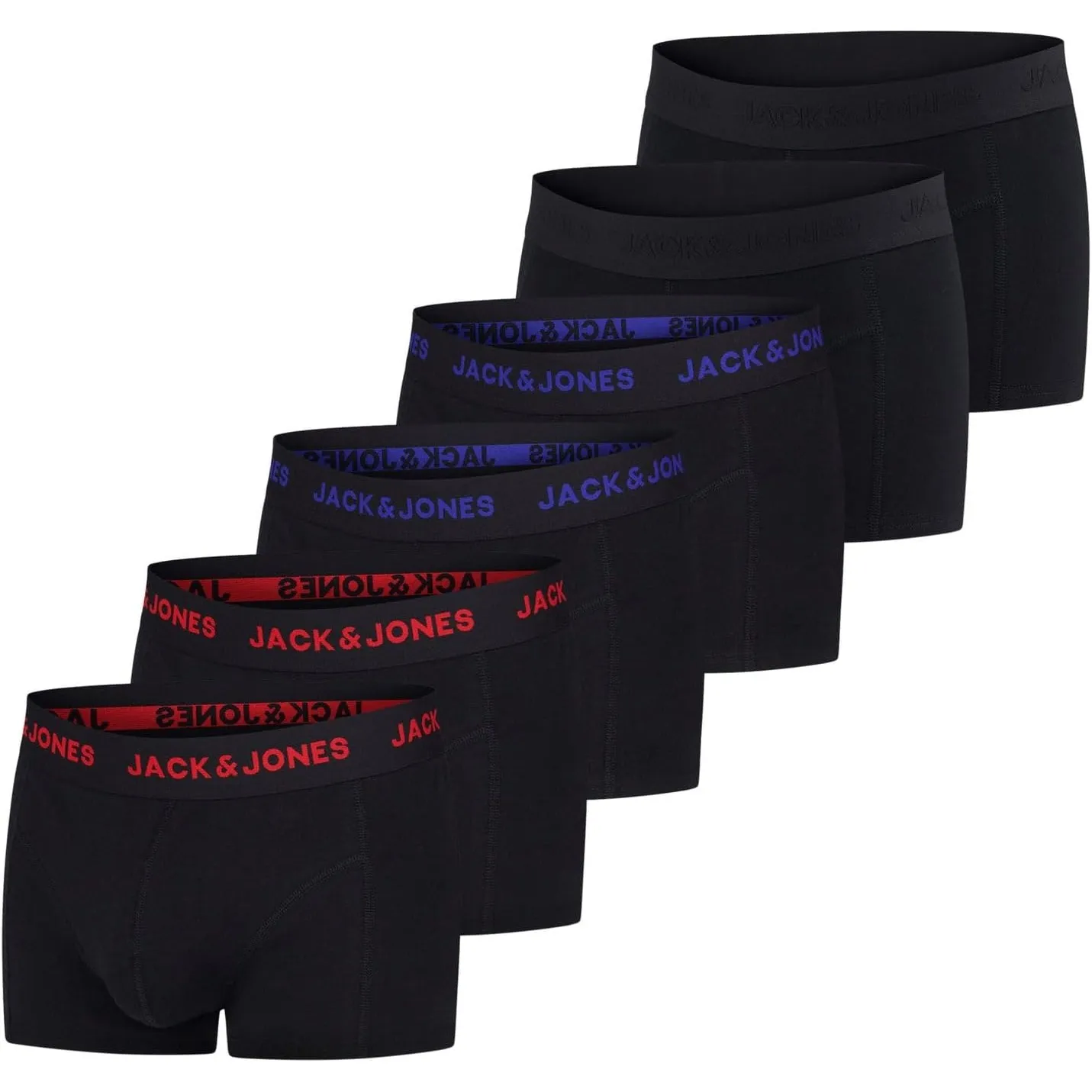 JACK & JONES Boxershorts Herren 6er Pack Basic Trunks Boxer Stretch Unterhosen Unterwäsche Retroshorts Set Baumwolle Sc…