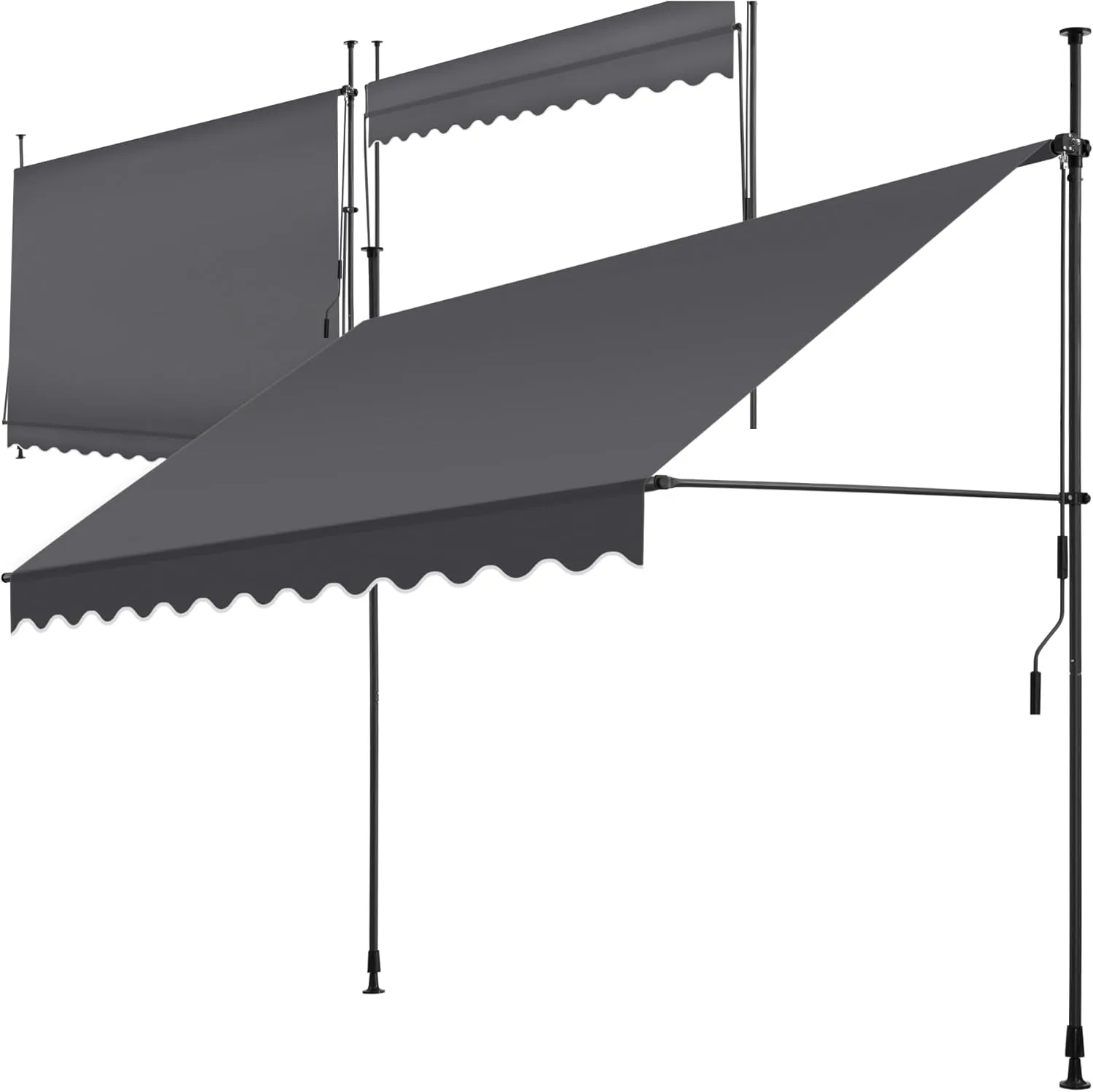 tectake Clamp Awning with Hand Crank, Balcony Awning No Drilling, Awning Height Adjustable, UV-Resistant, Water-Repelle…