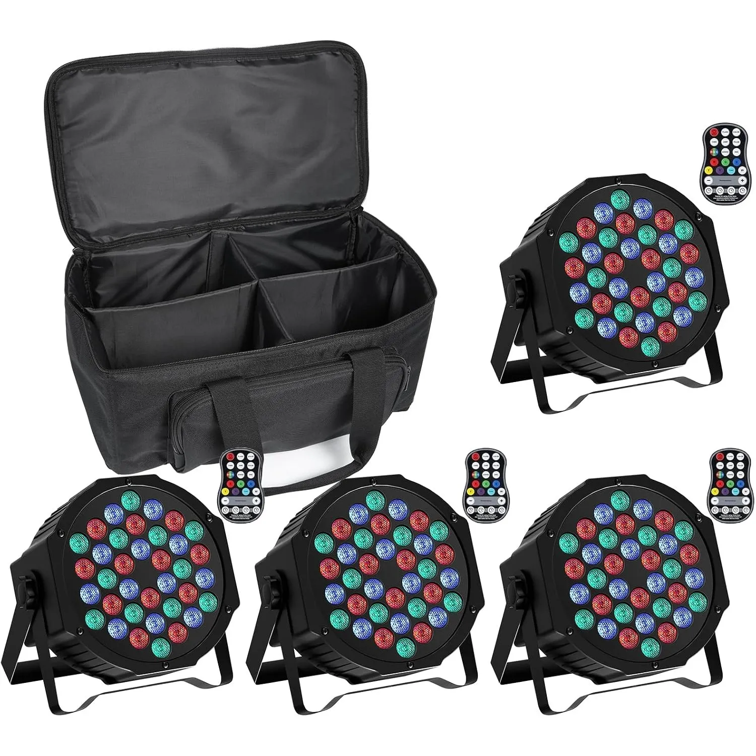 U`King 4 PCS RGB Bühnenlicht Akku mit Par Bag, Wiederaufladbare 36 LED Strahler Par Licht mit Fernbedienung und Timing,…