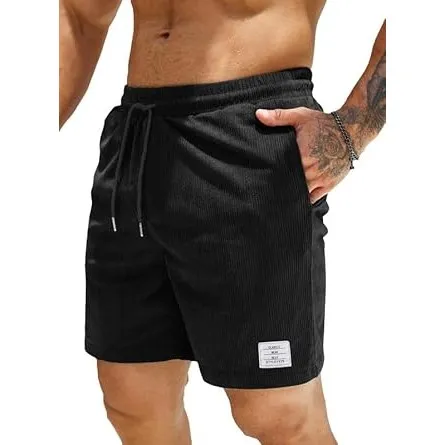 JMIERR Herren Corduroy Shorts mit 3 Taschen | Sommerstrand, Lässig, Elastische Taille, Schnüre, Leichtgewicht, Maschine…