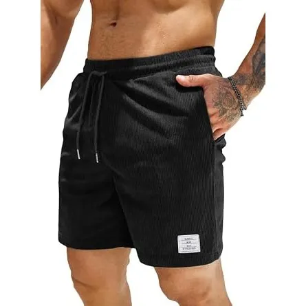 JMIERR Herren Corduroy Shorts mit 3 Taschen | Sommerstrand, Lässig, Elastische Taille, Schnüre, Leichtgewicht, Maschine…