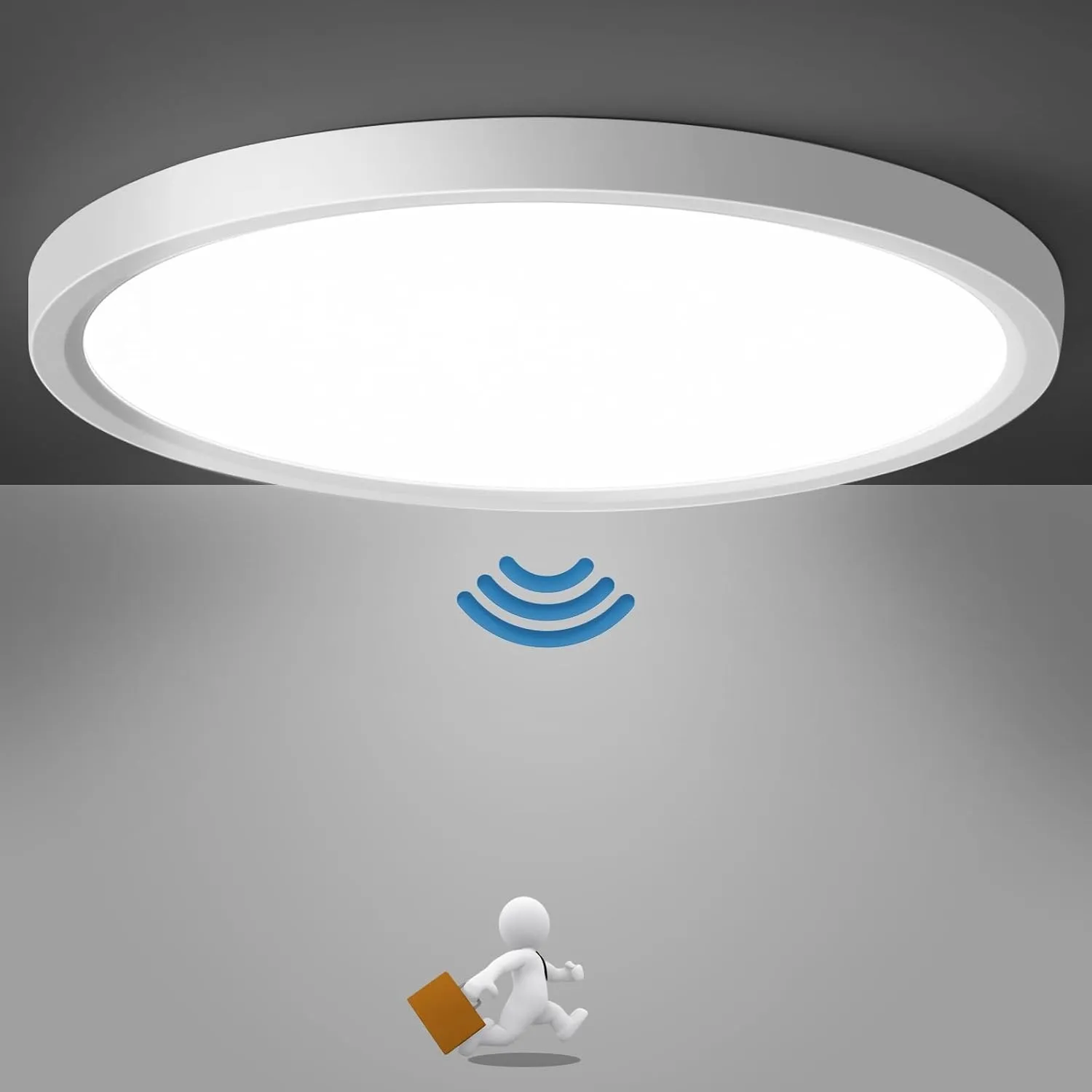 Lampe Deckenlampe mit Bewegungsmelder Innen, 18W LED Deckenleuchte Radar Bewegungssensor, 4000K Ultraslim Wandleuchte, …