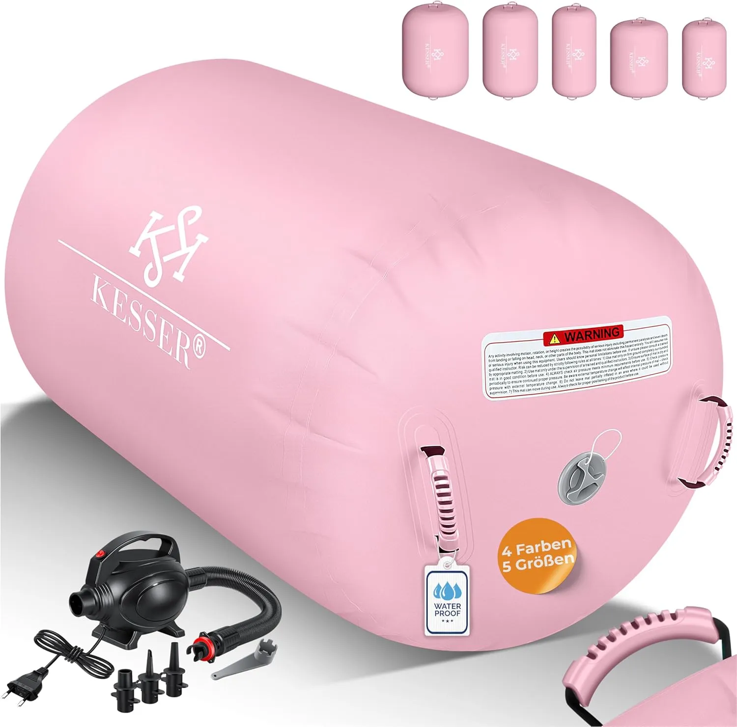 KESSER® Inflatable Air Roll Airtrack, Gymnastics Roll, Includes Carry Bag and Electric Air Pump, Barrel Gymnastics, Tum…