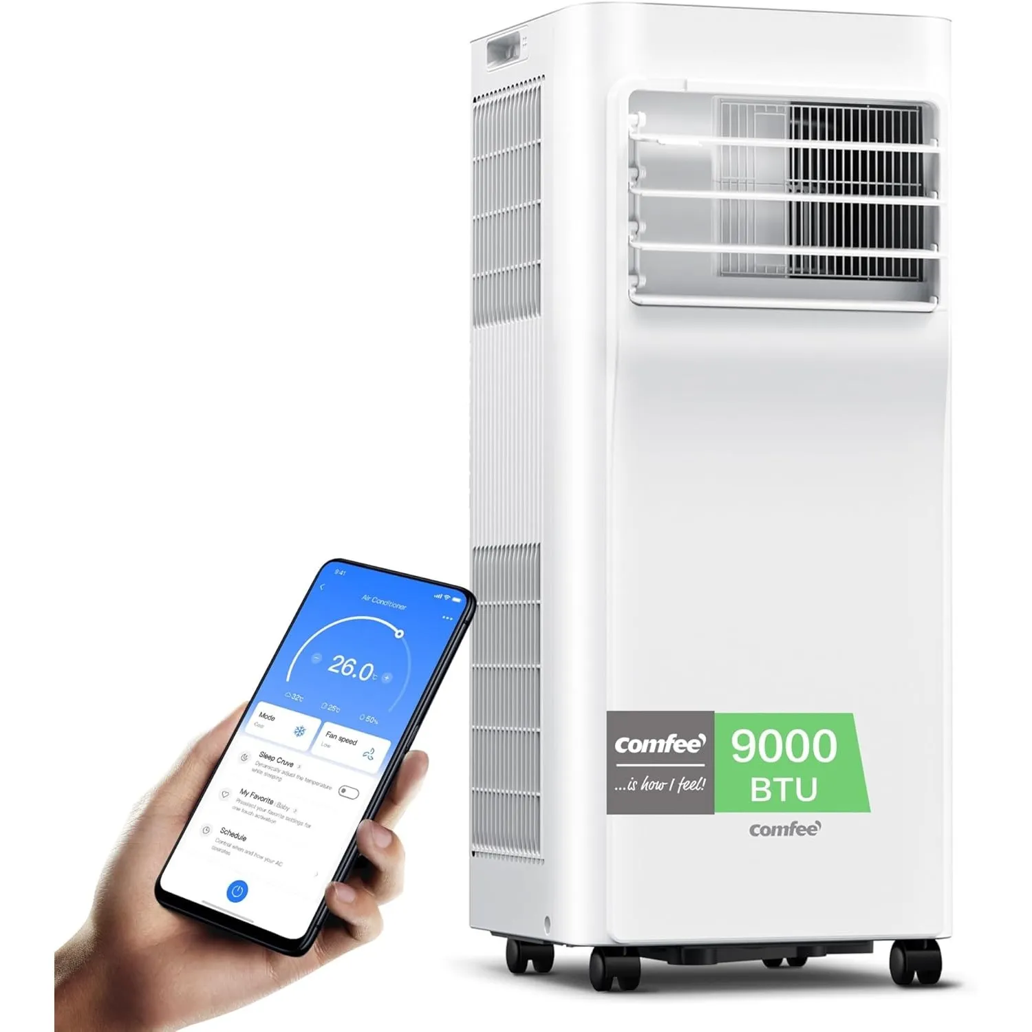 Comfee Mobiles Klimagerät Breezy Cool Pro 2.6,9000 BTU 2,6kW, Kühlen&Ventilieren&Entfeuchten,APP-Steuerung,Raumgröße bi…