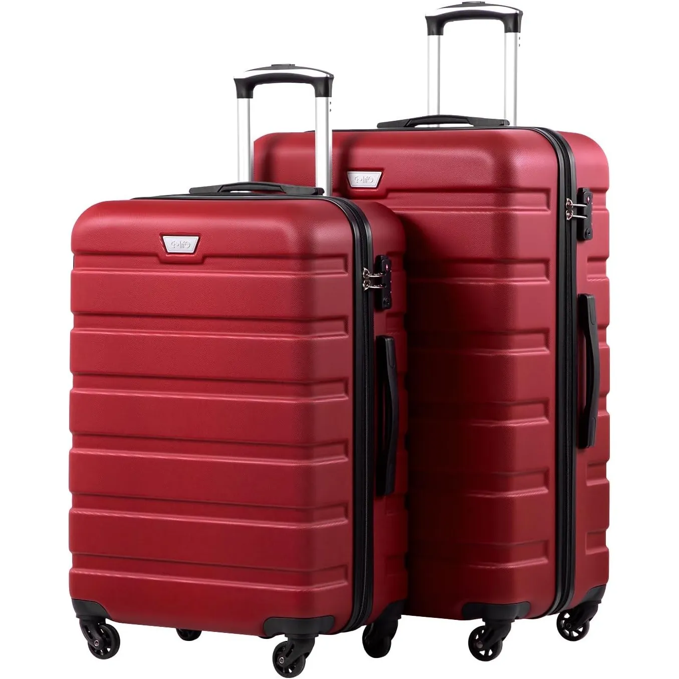 COOLIFE 2-Teiliges Kofferset für Paarreise, PC+ABS, Hartschale, Leicht | 2-tlg(L+XL) mit 360° Spinner Räder, YKK Reißve…