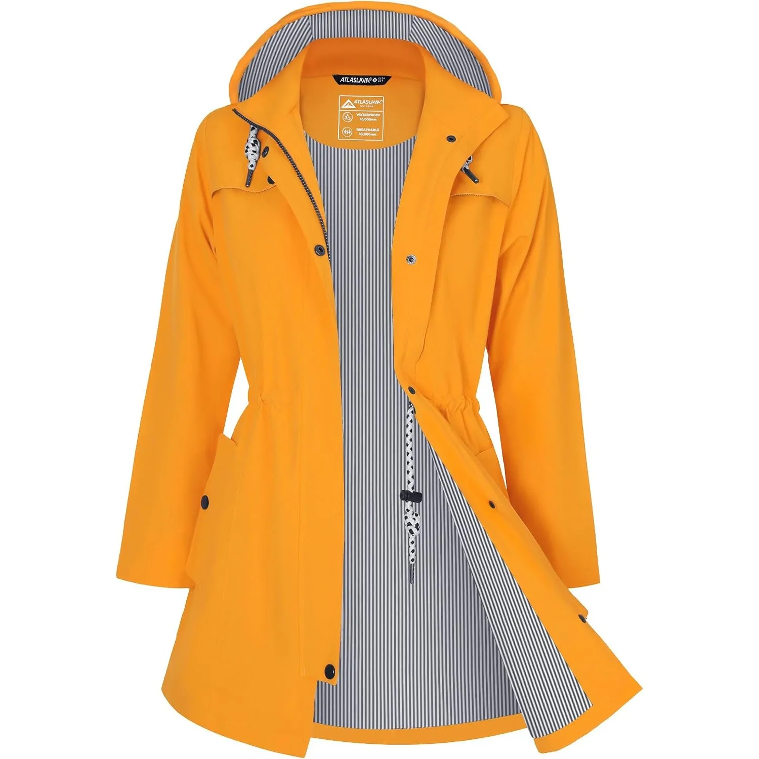 ATLASLAVA Regenjacke Damen Lang Wasserdicht Kapuze Regenmantel übergangsjacke Trenchcoat Outdoor Mantel S-3XL