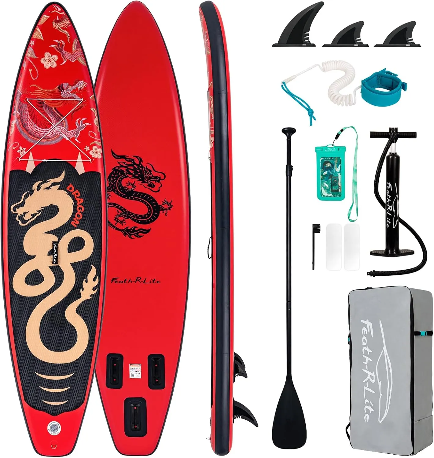 FEATH-R-LITE Aufblasbares Stand Up Paddle Board SUP mit Paddleboard Zubehör, Multifunktionale Paddle Boards Rutschfeste…
