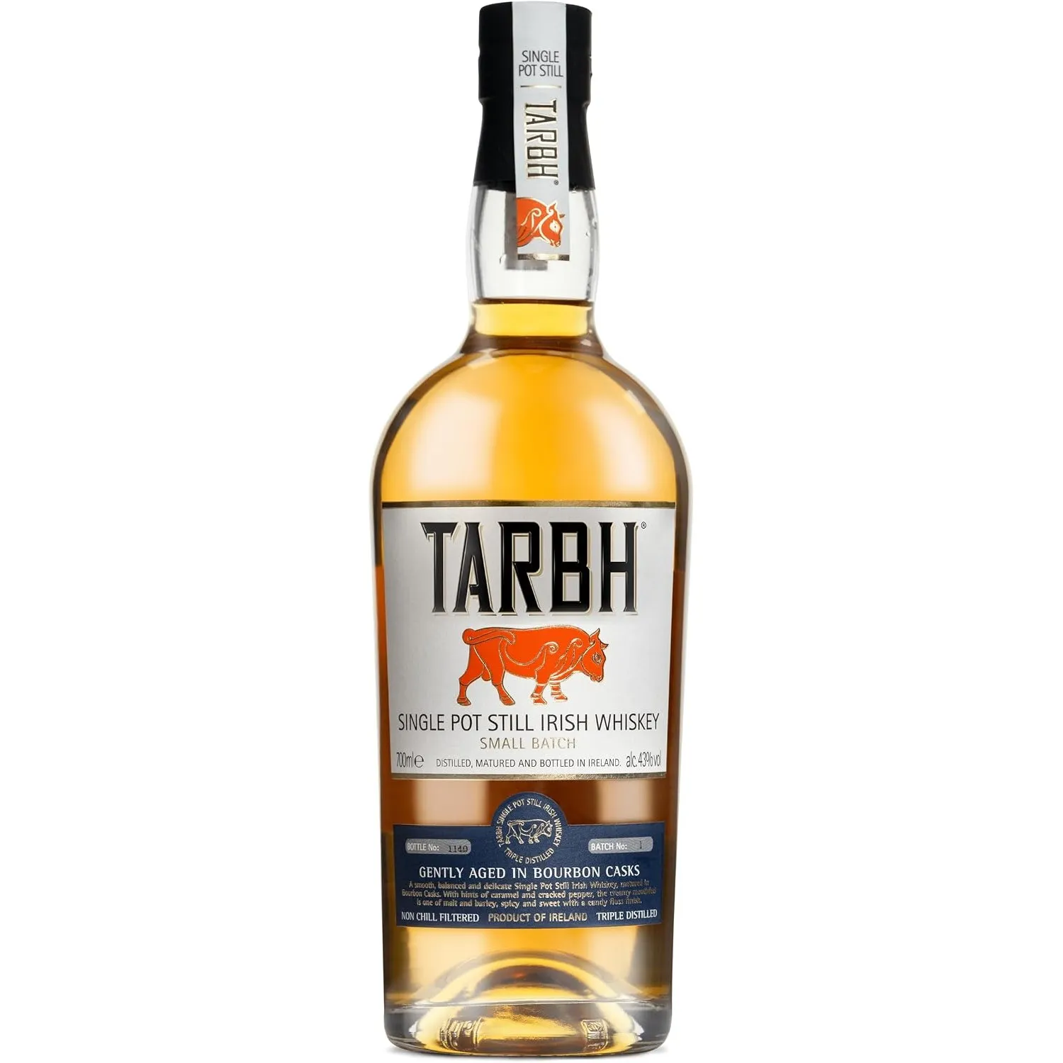 Tarbh Single Pot Still Irish Whiskey 700ml I Triple Distilled Whiskey I Würzig, süßer Irischer Whiskey im Bourbon-Fass …