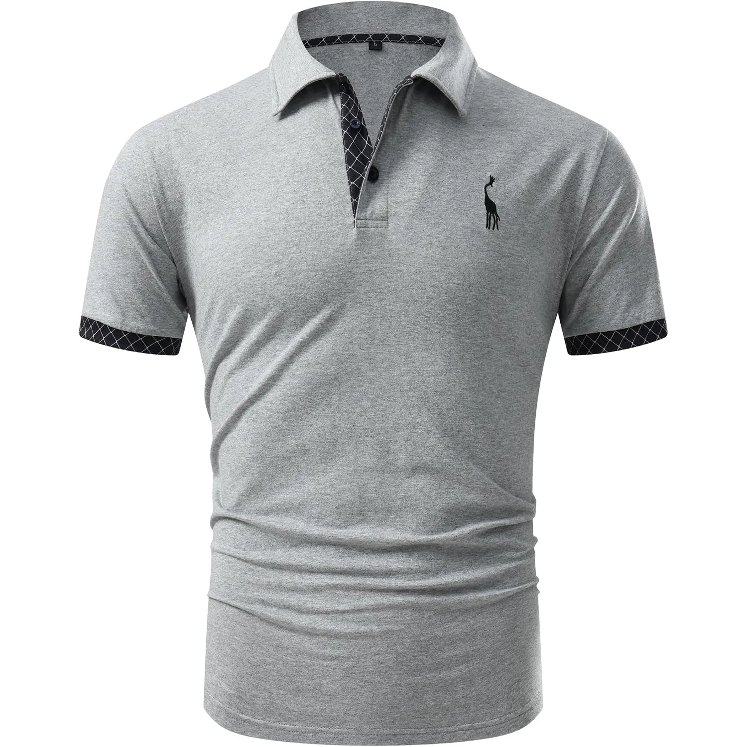 GLESTORE Herren Kurzarm Poloshirt Baumwolle Giraffen Stickerei XS-5XL