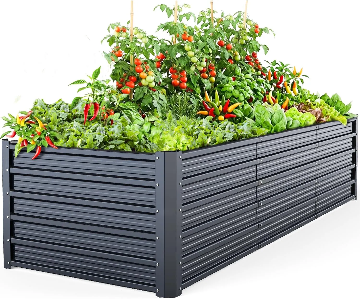 Ohuhu Metall Hochbeet Pflanzenbeet 240x90x60 cm, Hochbeete für Garten aus Robustes Stahlblech, Rostgeschützt & Stabil, …