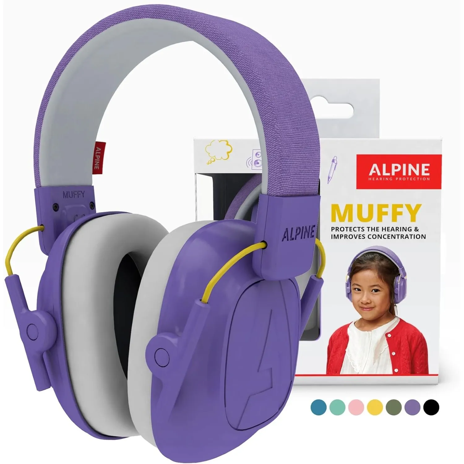 Alpine Muffy Gehörschutz für Kinder, Lärmschutz Kopfhörer, 26 dB – Lila