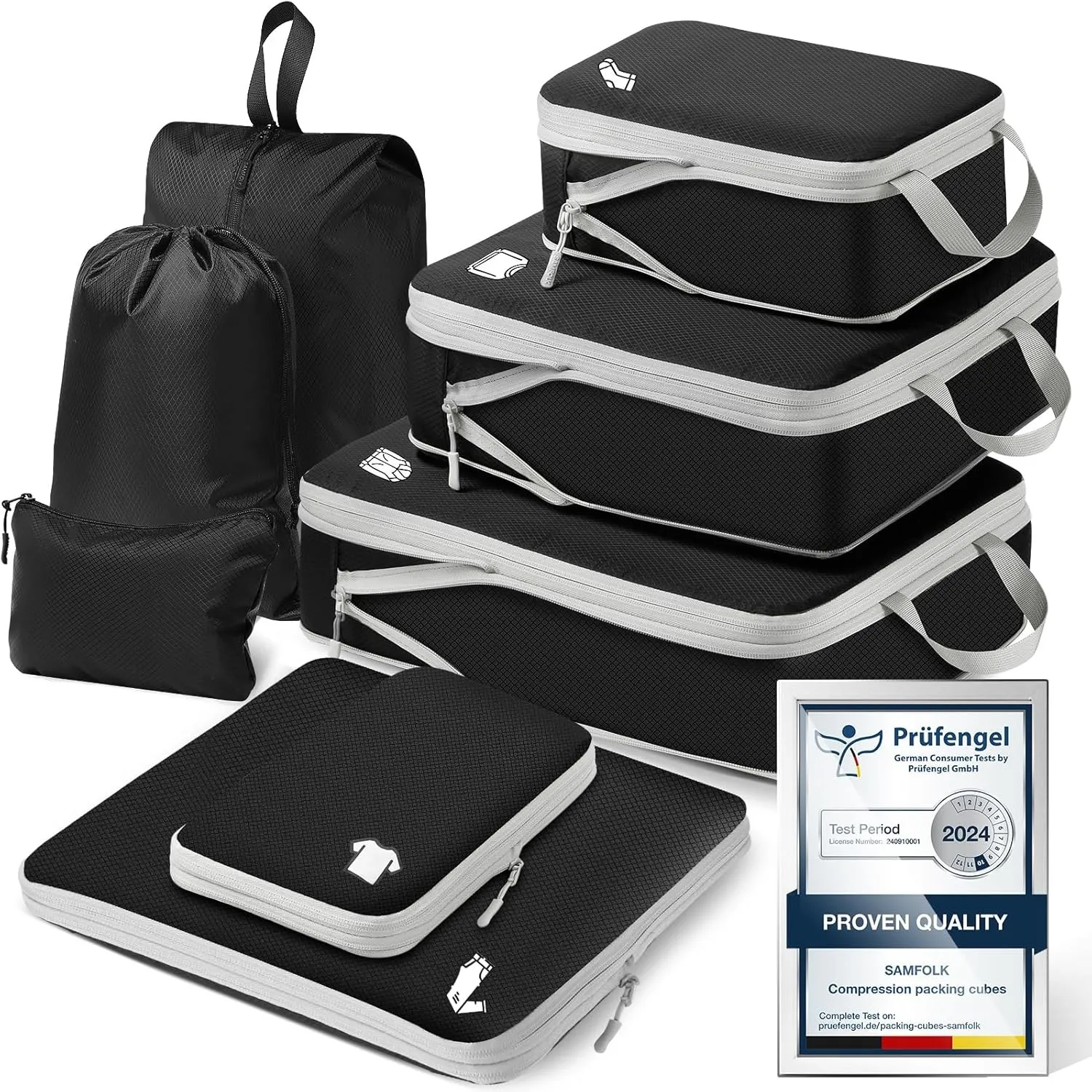 Koffer Organizer Packing Cubes Compression 8 Stück, Wasserdicht PackwüRfel Koffer Organizer Set,Travel Essentials Koffe…