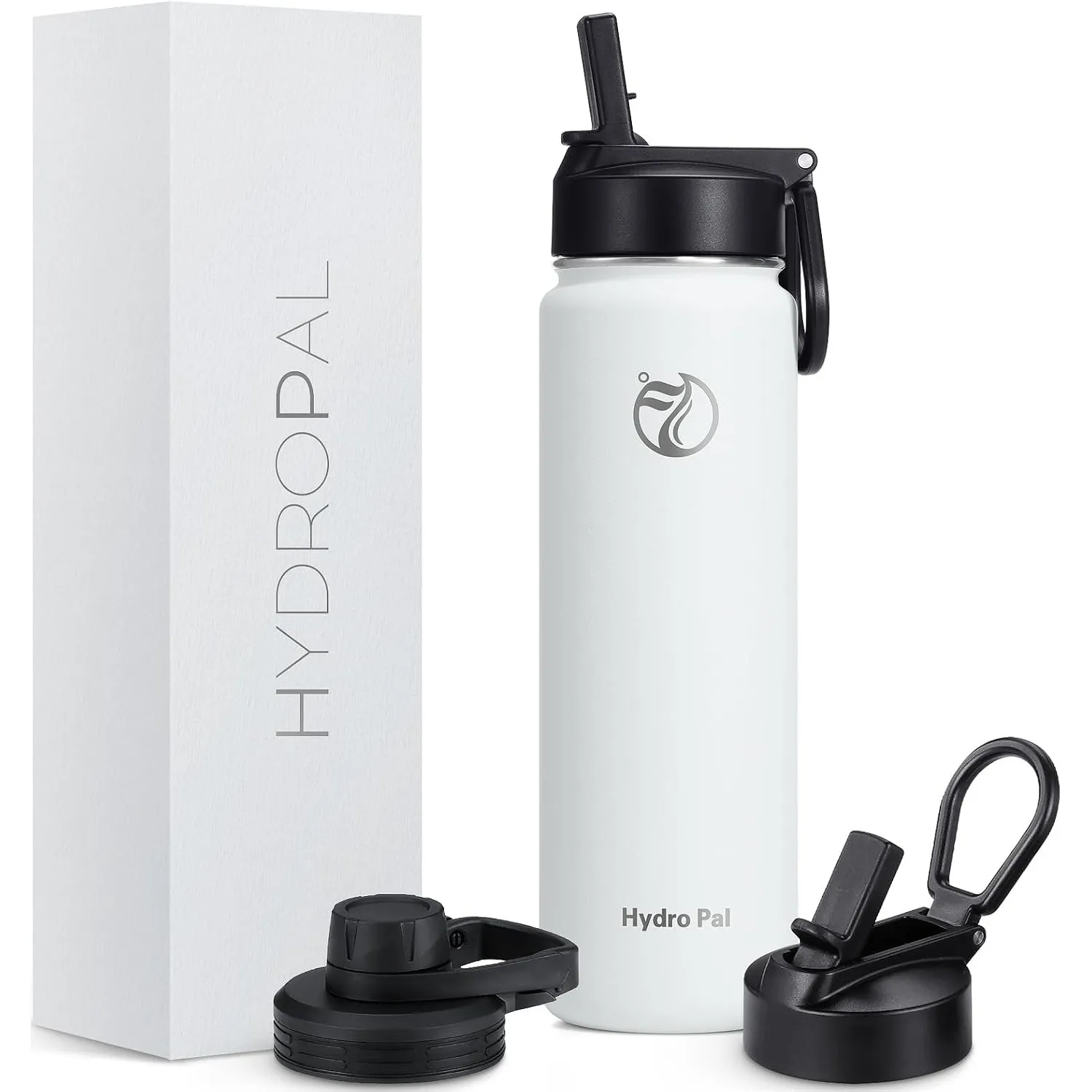 HydroPal 750ml Edelstahl Isolierflasche,Trinkflasche mit Strohhalm 2 Deckel | BPA-frei, 24h kalt & 12h heiß Vakuumflasc…