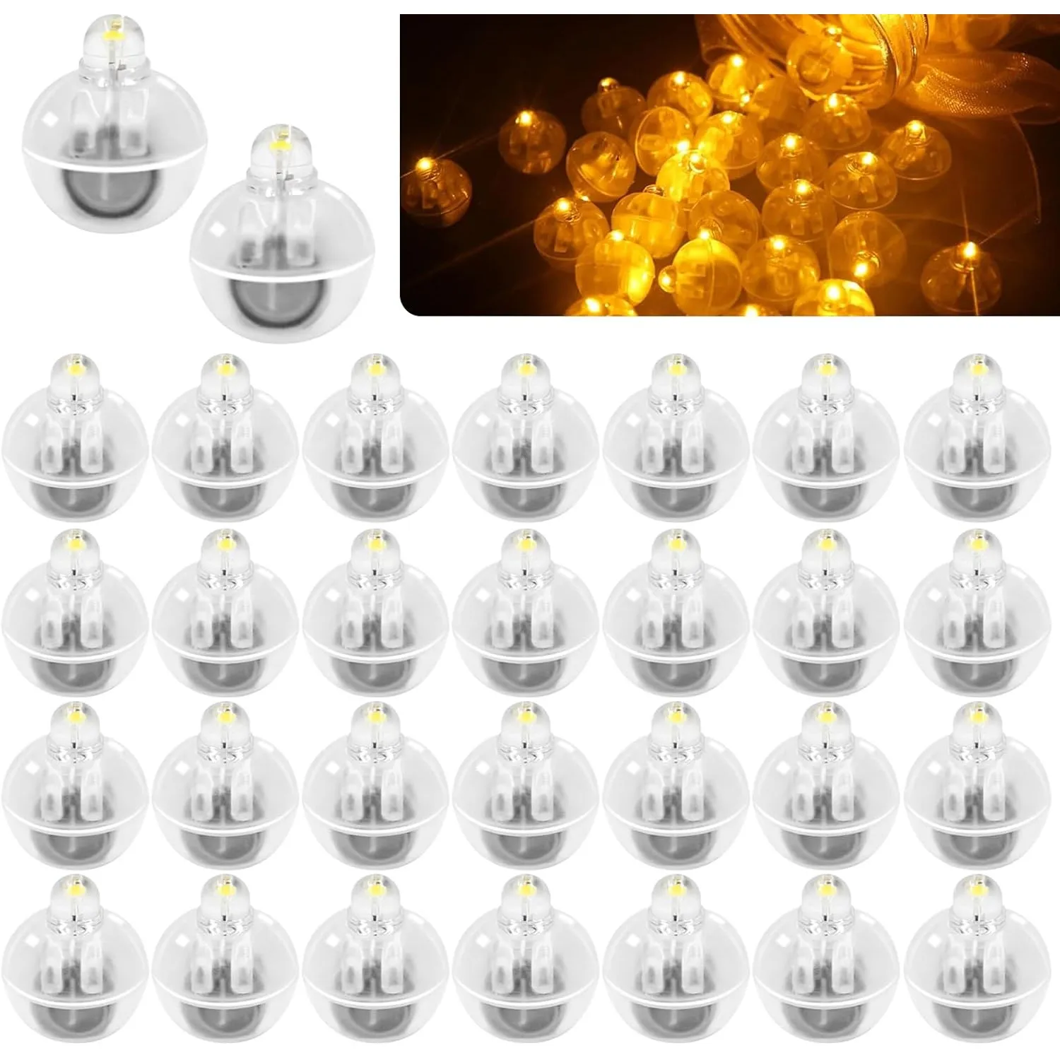Auting 30 Stück Mini LED Lichter,Led Luftballon Warmweiß,LED Ballonlichter Drahtlose Kugellampe für Geburtstagsdeko Pap…