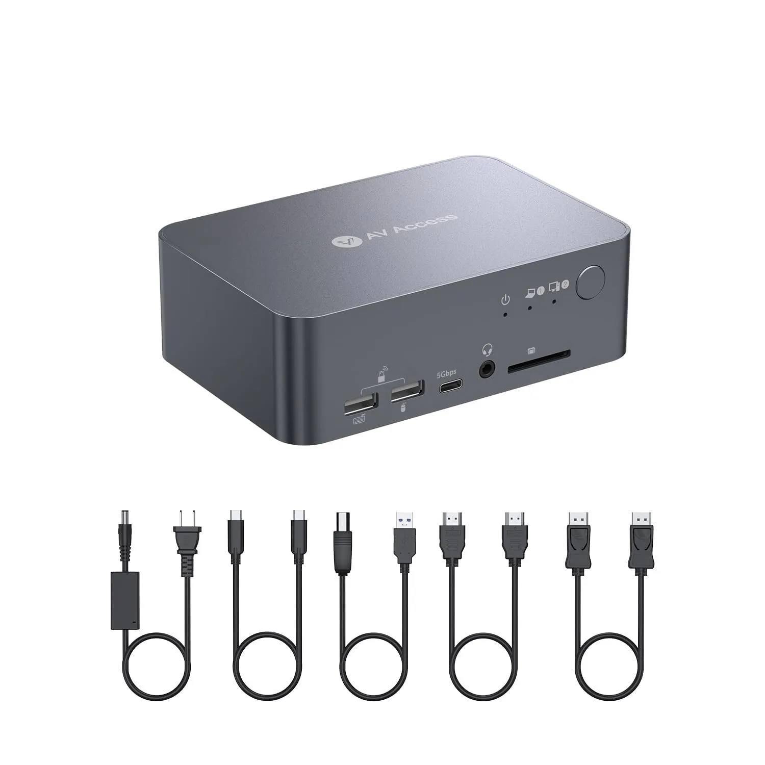 AV Access Docking Station KVM Switch Dual Monitor für Laptop & Desktop - USB C-Ladung, Vollaluminium, KVM-Switcher für …
