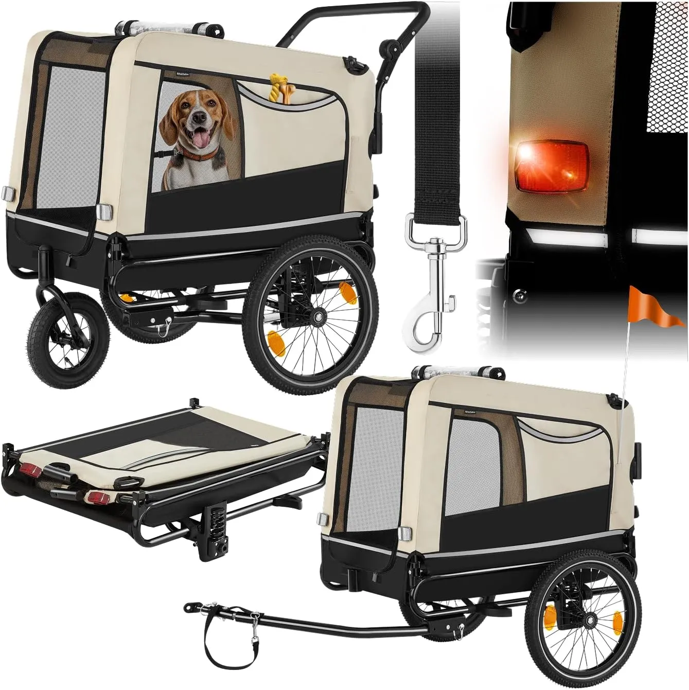 tectake® Multifunctional Bicycle Trailer - as Dog Trailer Trolley for Bicycle and E-Bike, Jogger or Buggy, Load Capacit…