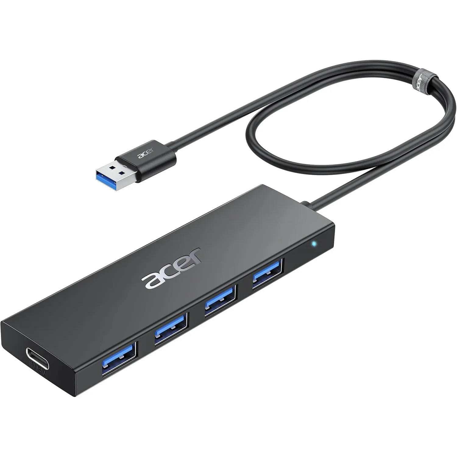 Acer USB 3.0 Hub mit USB-C-Stromversorgung, Ultra Slim 4*Typ-A Verteiler | Multiport Adapter für PC, Laptop, Tastatur, …