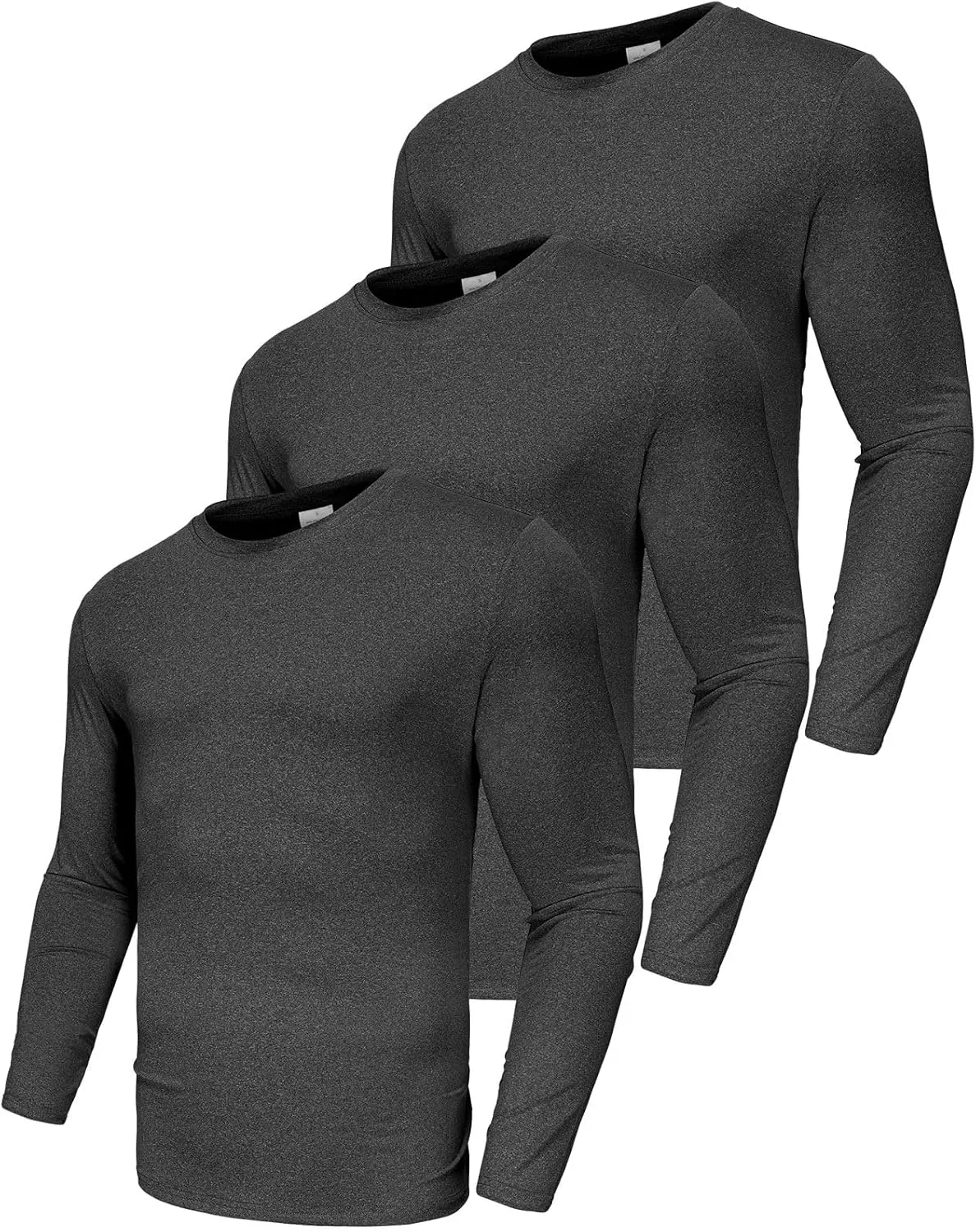 Herren 3er Pack Langarmshirt T-Shirts, UPF 50+ UV Schutz Schnelltrocknend Funktionsshirt Laufshirts, Atmungsaktiv Langarm Sportshirt Gym Running Top Outdoor Workout Fitness Oberteil für Männer