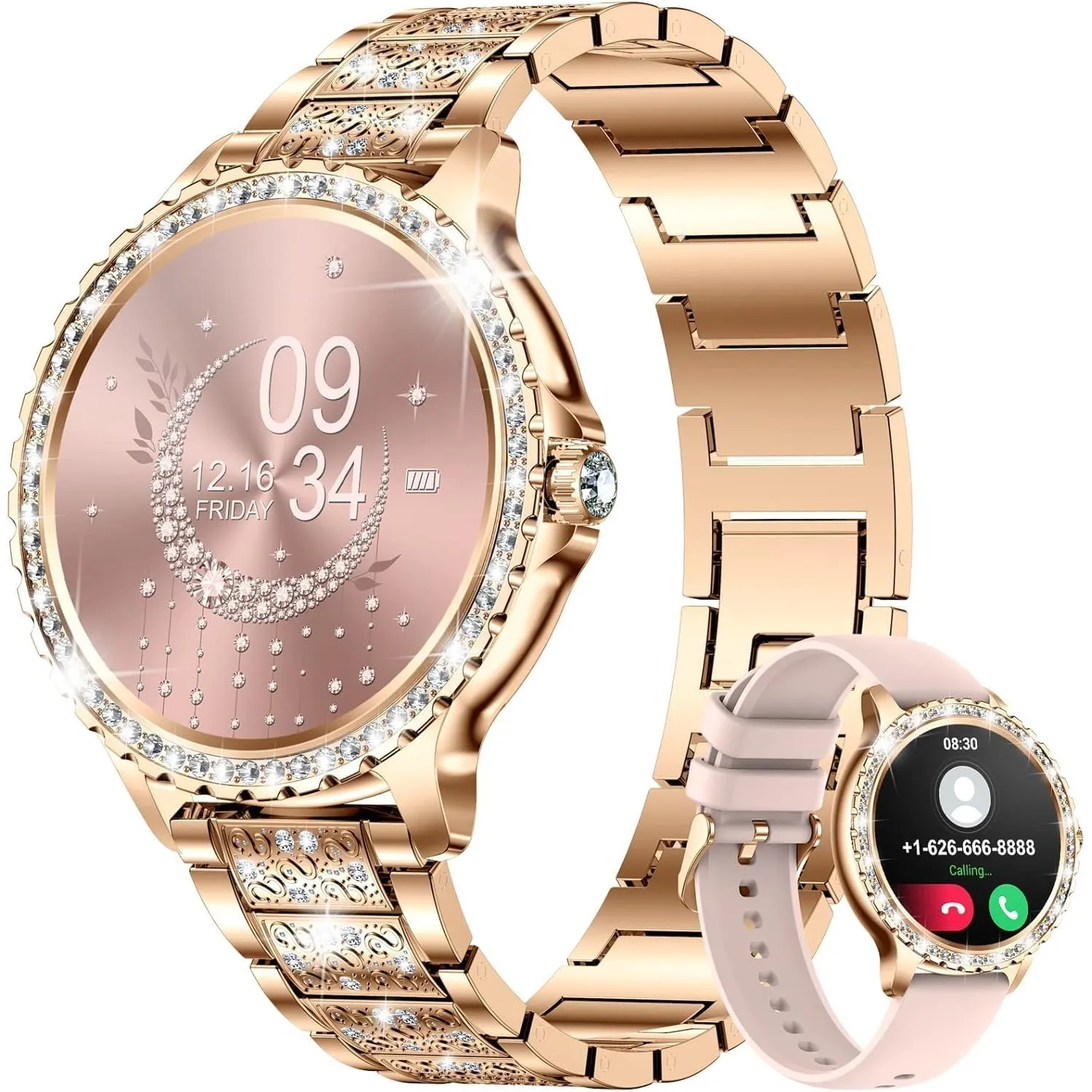LIGE Smartwatch Damen mit Telefonfunktion, 1.32" Diamant Fitnessuhr für IOS Android, Menstruationszyklus, Herzfrequenz,…