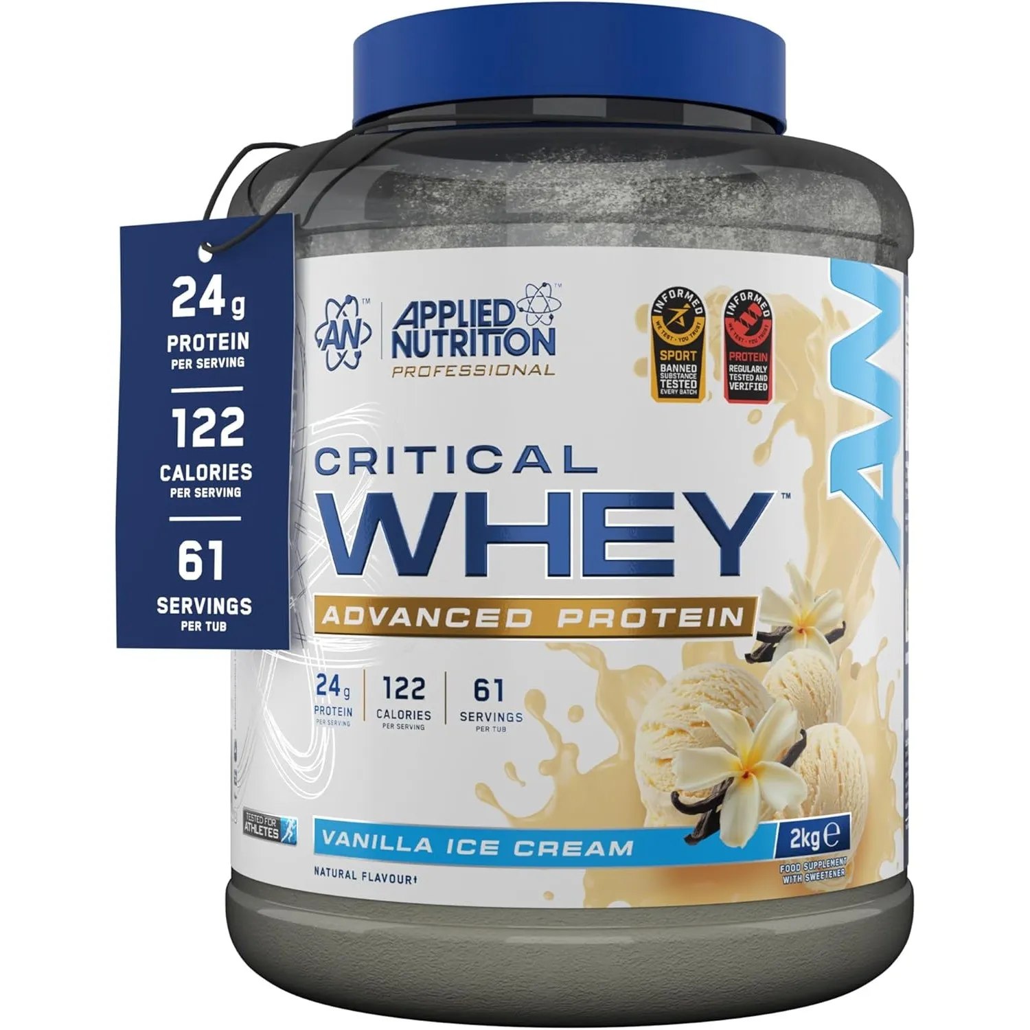 Applied Nutrition Critical Whey Protein Pulver 24g Pro Portion | 2kg Hohem Eiweißgehalt Ergänzungsmittel 76 Shakes - Va…