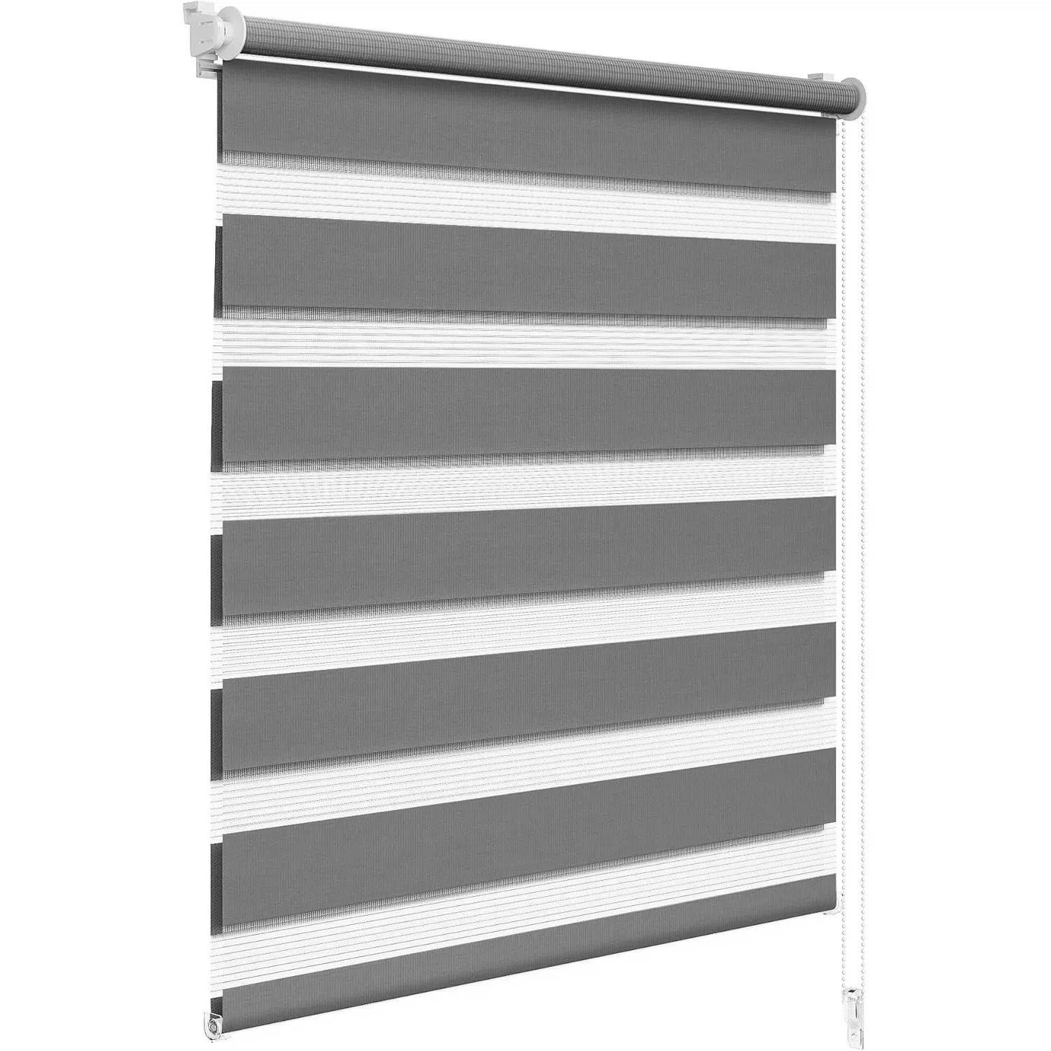 WOLTU Doppelrollo Klemmfix ohne Bohren Dunkelgrau B60 x H130 cm, Duo Rollo lichtdurchlässig Fensterrollo für innen verd…