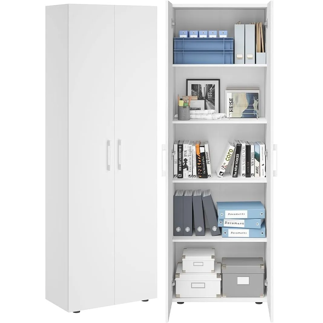 Bellamio Apol Aktenschrank 60 cm breit, Weiß, 5 Fächer, Doppeltüren, Holz | Hochschrank, Mehrzweckschrank, Aufbewahrung…