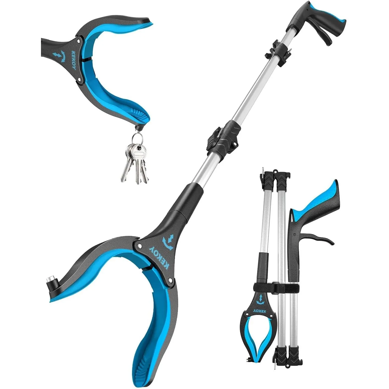 Kekoy Greifzange für Senioren 91cm Aluminium Müllzange, Faltbare Greifer für Senioren, Drehbar Müllgreifer, Extra Lange…
