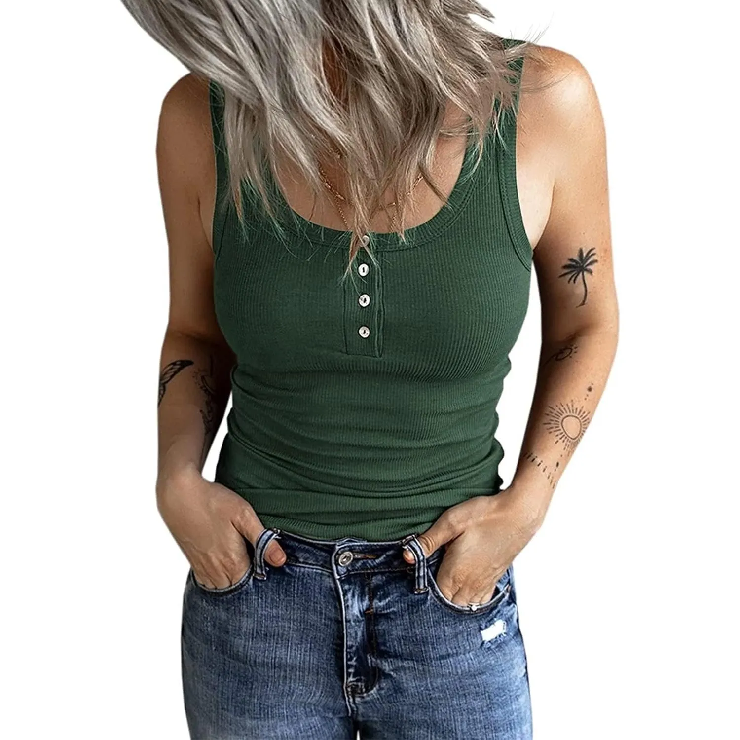 Fessceruna Damen Tops Sexy Tanktop Ärmellos Sommer Oberteil