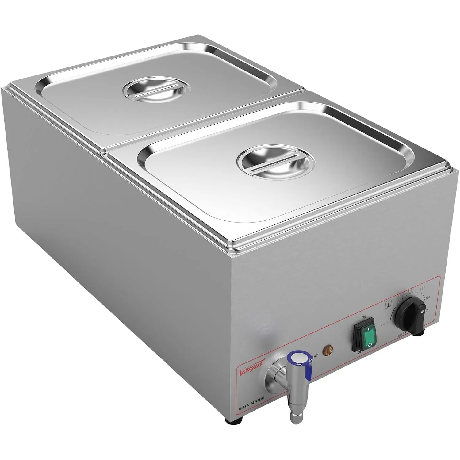 Valgus Edelstahl Bain Marie Speisewärmer 2 Sektionen 18L