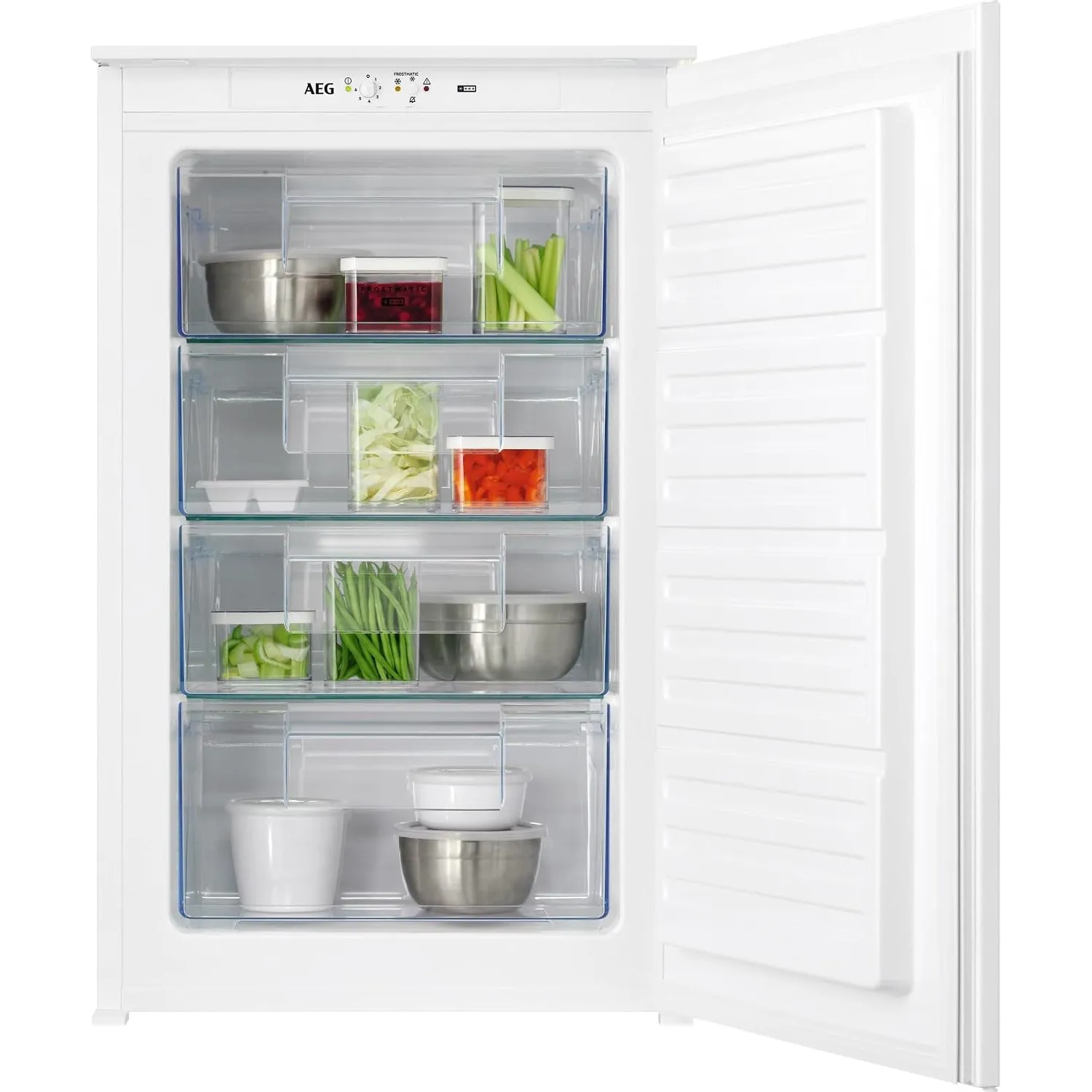 AEG Einbau-Gefrierschrank 88cm, Serie 6000 LowFrost: weniger Eisbildung, 4-Sterne Gefrierraum 98L, elektronische Steuer…