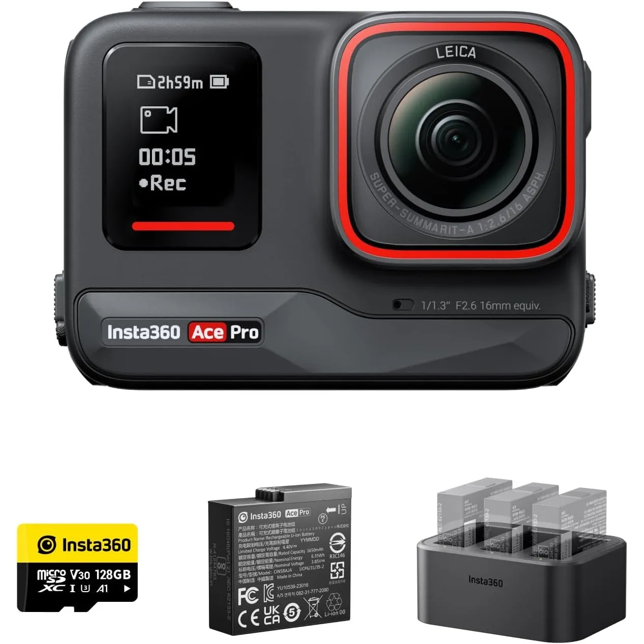 Insta360 Ace Pro Ausdauer-Kit - wasserdichte Action-Kamera, zusammen mit Leica entwickelt, 1/1,3"-Sensor und KI-Rauschu…