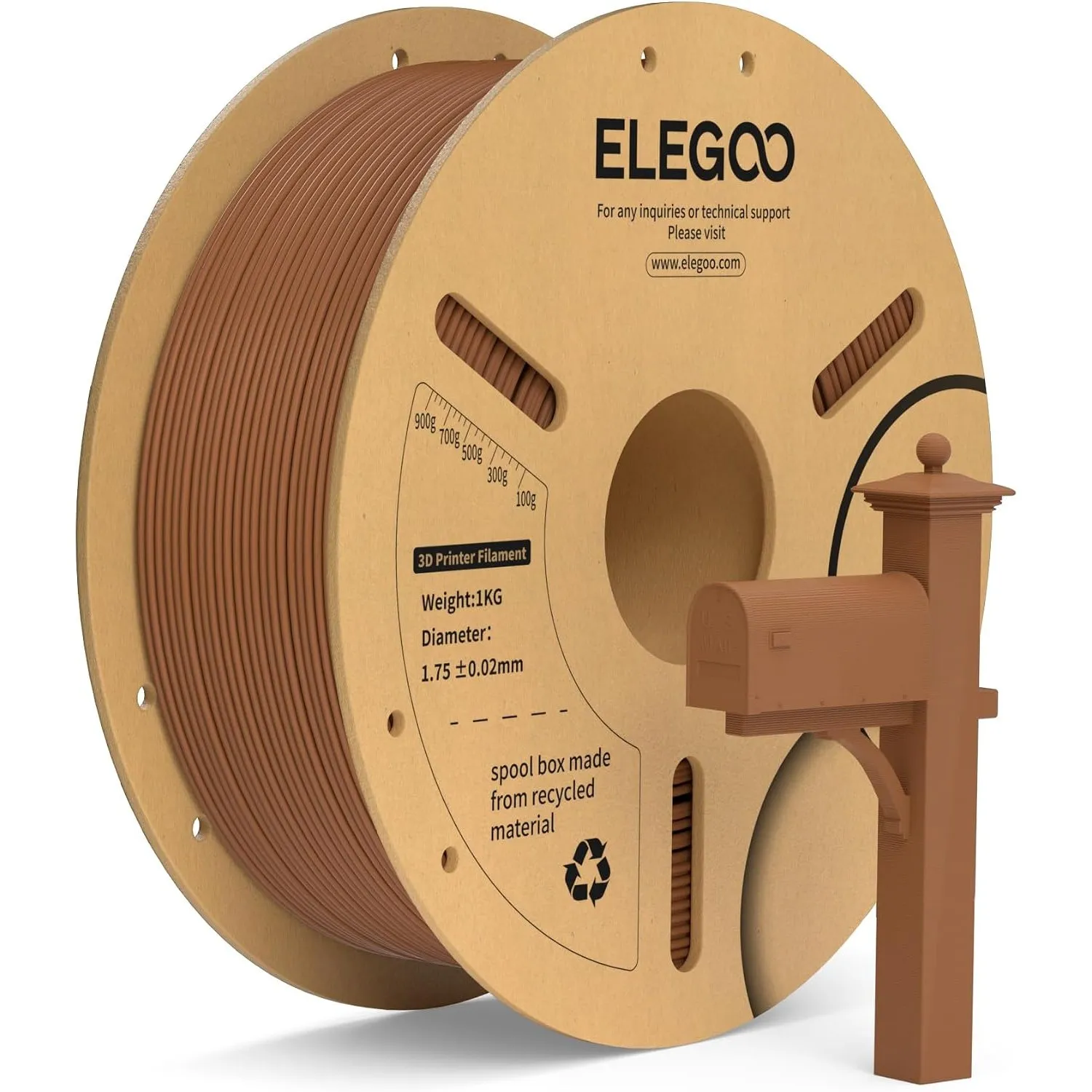 ELEGOO PLA+ Filament 1.75mm Braun 1KG, PLA Plus 3D Drucker Filament, Härter und Stärker 3D Druckmaterialien, Maßgenauig…
