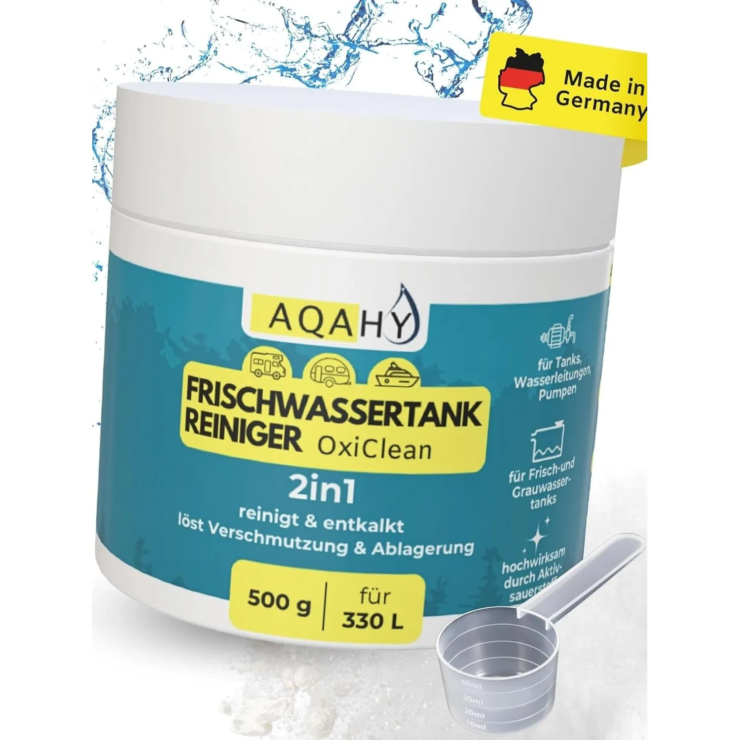 Wassertank Reiniger Wohnmobil Oxi Clean - 2in1 Camper Frischwassertank Reiniger & Entkalker – hochwirksam mit Aktivsaue…
