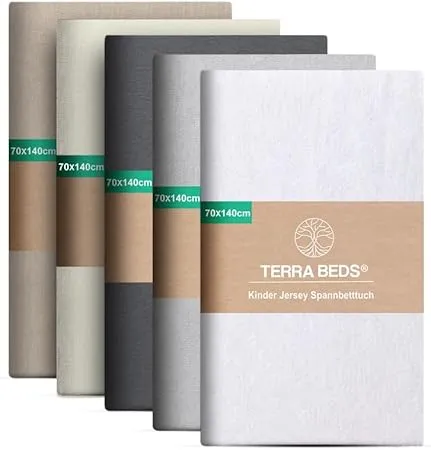 Terra Beds Premium Spannbettlaken 70x140 cm - 160g/m2-100% Hochwertiges Oeko-TEX Baumwoll Jersey Kinder Spannbetttuch –…