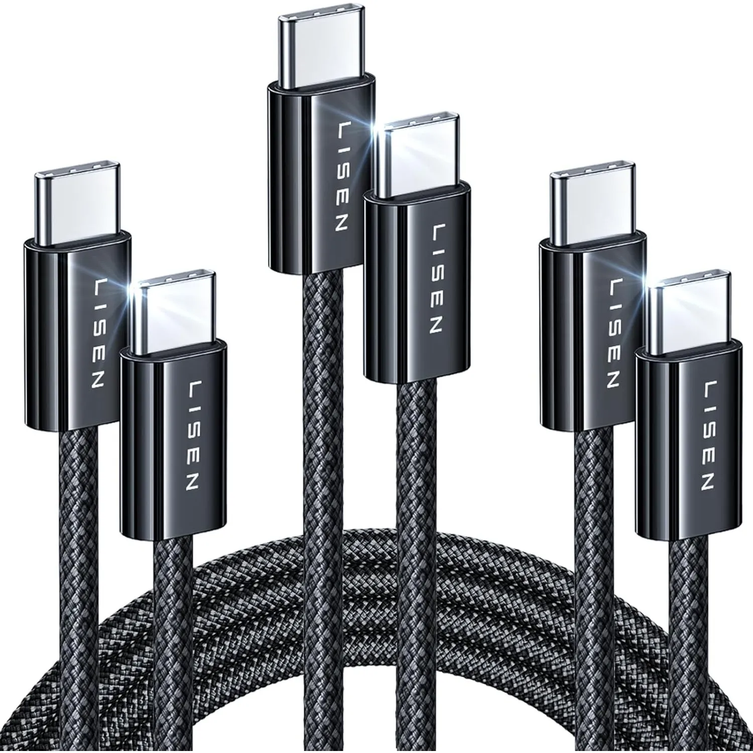 LISEN USB C Cable, 60W Typ C Ladekabel [3-Pack, 1M] USB Ladekabel Typ C für iPhone 15 Pro Max Plus, Samsung S24 23 S22 …