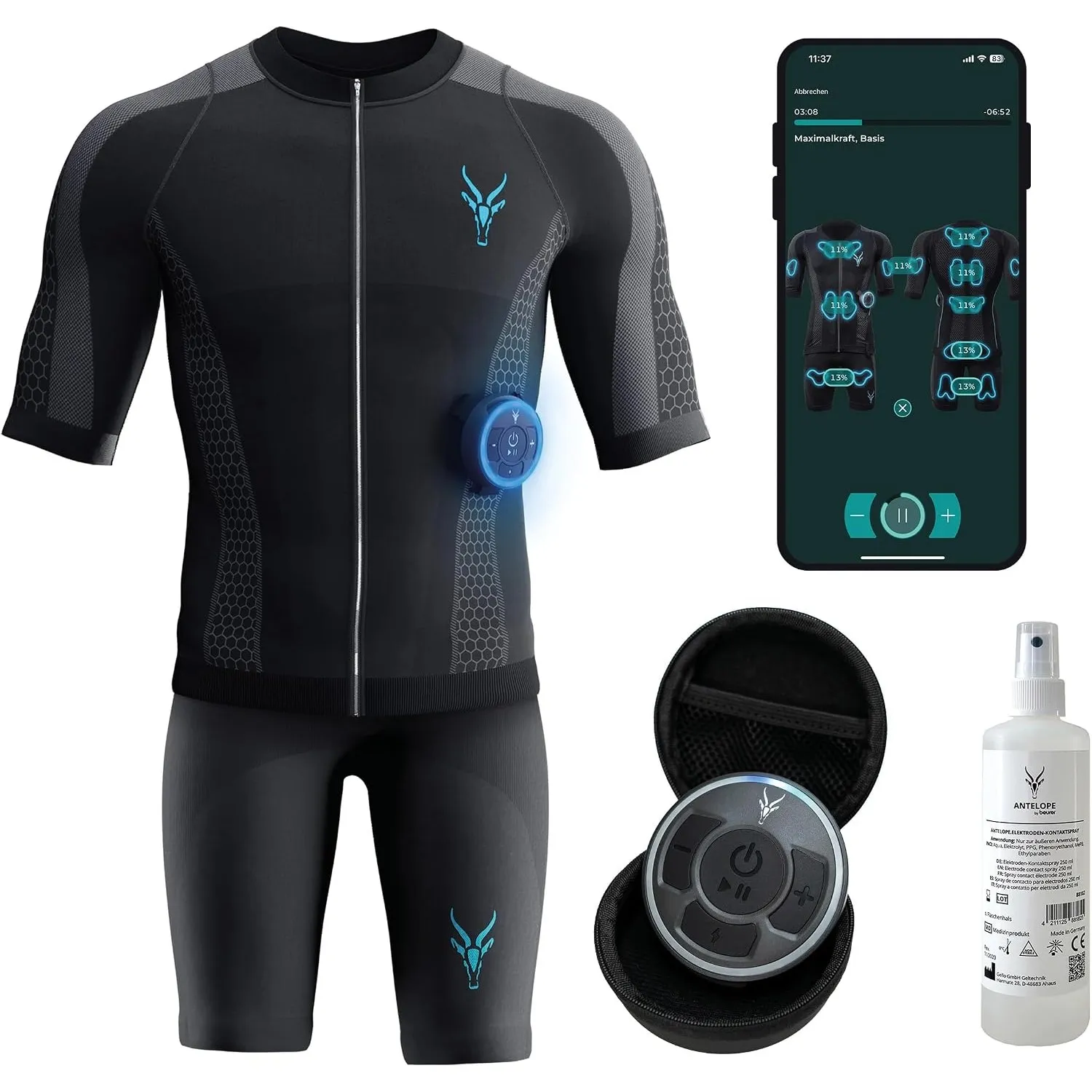 Antelope Evolution Herren EMS Anzug Größe S-XXL - EMS Komplettsystem für effektives Ganzkörpertraining, Fitnessgerät fü…