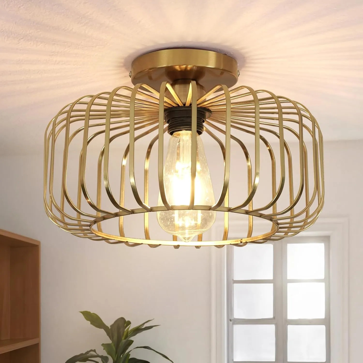 FRIDEKO HOME Deckenlampe Schwarz Modern Deckenlampe aus Metall E27-Fassung,1 Flammige Runde Lampenschirm Hängelampe für…