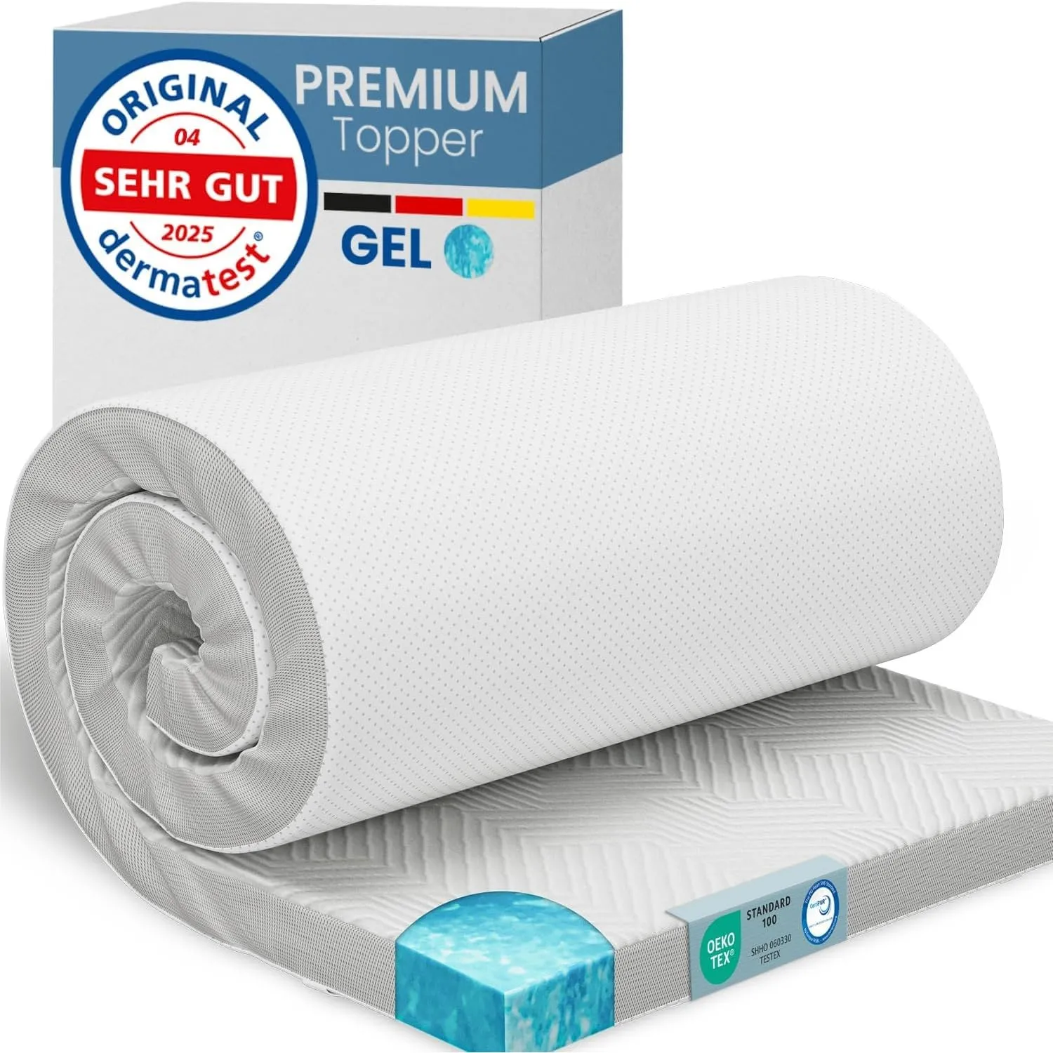 ELONEO Gel Topper 80x190cm, Matratzentopper aus 5 cm hohem Gel-Memory- Schaum, atmungsaktiver 3D-Netz Bezug, Bequeme Ma…