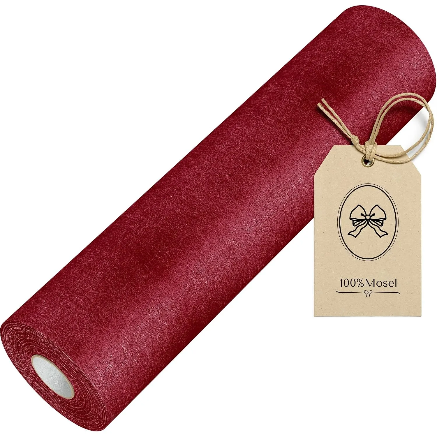 100%Mosel Vlies Tischläufer, in Bordeaux Rot (30 cm x 25 m), Tischband