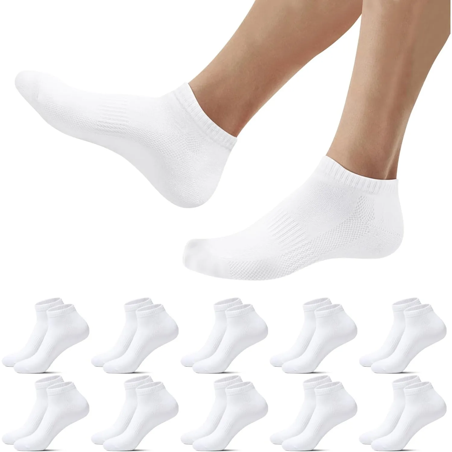 Falechay 10 Paar Sneaker Socken Herren Damen Baumwolle Kurze Sneakersocken | Halbsocken,Sportsocken,Unisex Socks,Schwar…