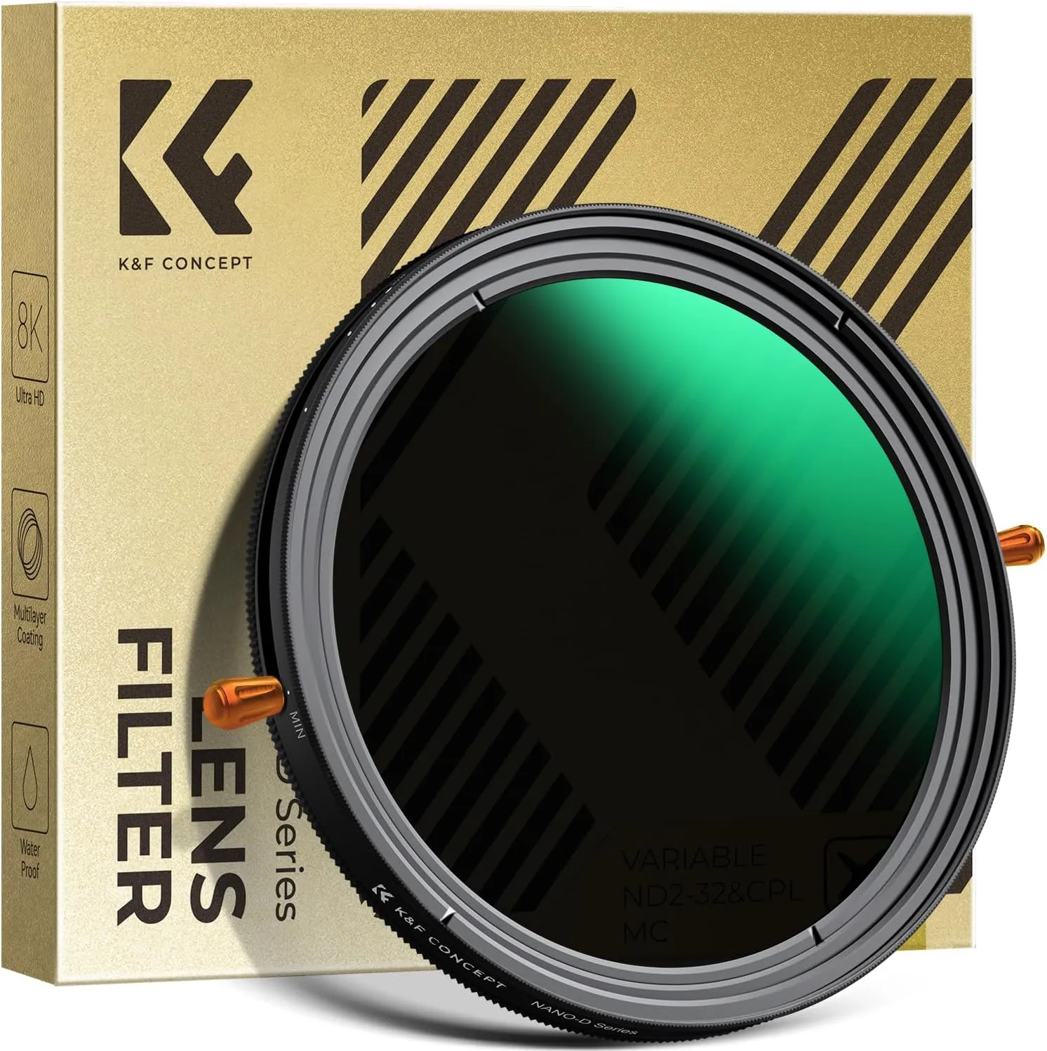 K&F CONCEPT Nano-D Series ND Filter 49 mm CPL&ND2-ND32 2 in 1 Multifunctional Grey Filter and CPL Filter Polarising Fil…