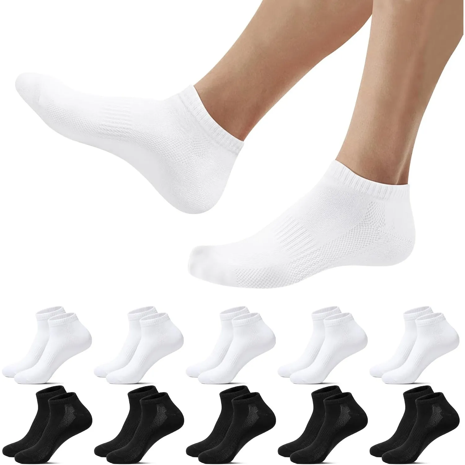Falechay 10 Paar Sneaker Socken Herren Damen Sportsocken Kurze Atmungsaktive Sneakersocken Baumwolle Halbsocken Unisex