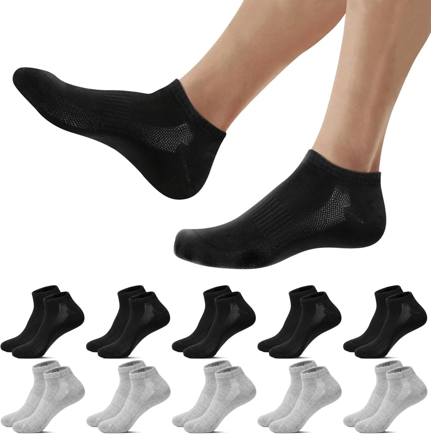 Falechay 10 Paar Sneaker Socken Herren Damen Sportsocken Kurze Atmungsaktive Sneakersocken Baumwolle Halbsocken Unisex