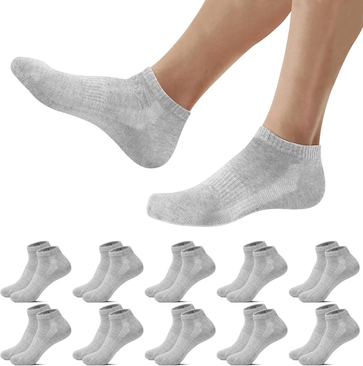 Falechay 10 Pairs of Trainer Socks Men Women Sports Socks Short Breathable Trainer Socks Cotton Half Socks Unisex